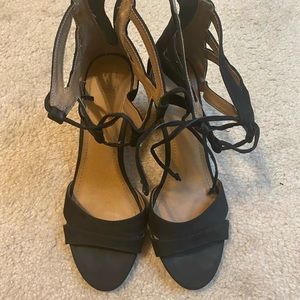 14th & Union Black Suede wedge sandal shoes  size 9